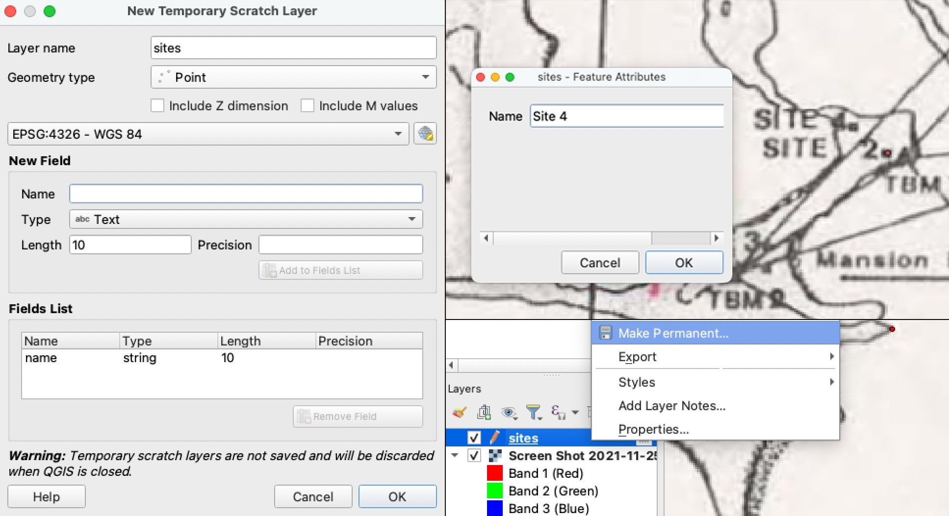Creating a *.kml points layer interactively in QGIS